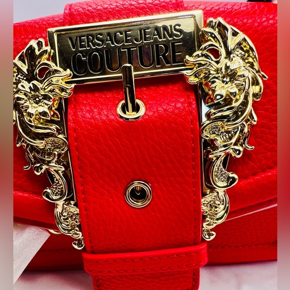 Versace Jeans Couture Bold Red Top Handle Mini Bag with Baroque Gold Buckle NWT - Picture 3 of 8